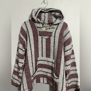 BAJA JOE -  Eco-Friendly Woven Striped Pullover Baja Hoodie - Size‎ Large
